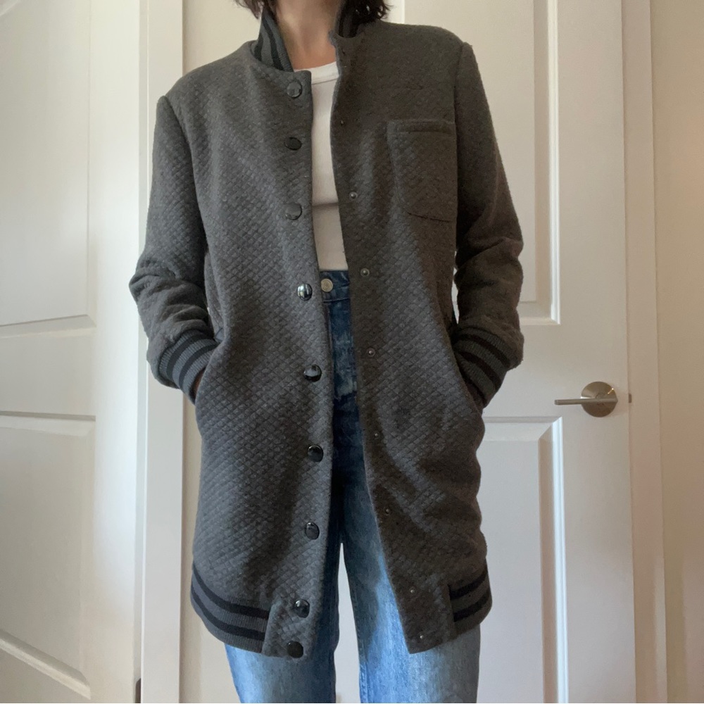 SAM EDELMAN long quilted varsity jacket